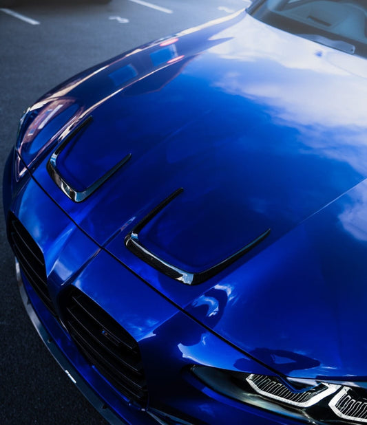 Dry carbon fiber G80 hood skirts / bonnet skirts.