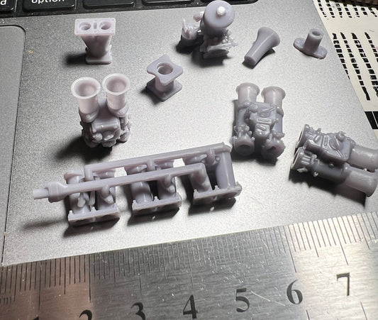 3d printed car pieces and engines for miniature model and RC cars.